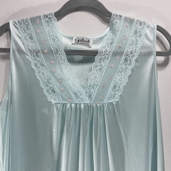 Vintage Gilead Nightgown Mint Nylon Lace Trim USA Made Medium 70s 80s - Picture 3 of 11
